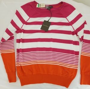 TOMMY BAHAMA orange and pink stripe lightweight sweater Sz Lg